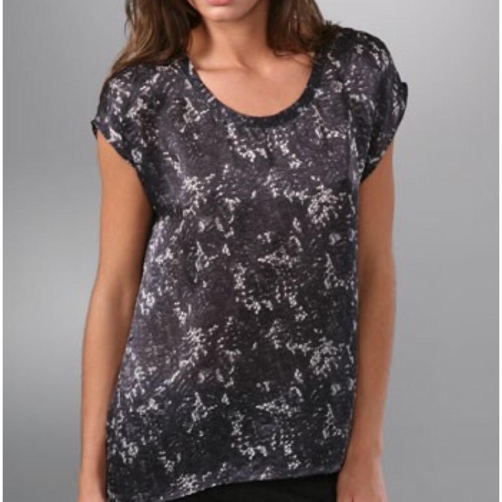 Theory lace print silk sleeveless top M